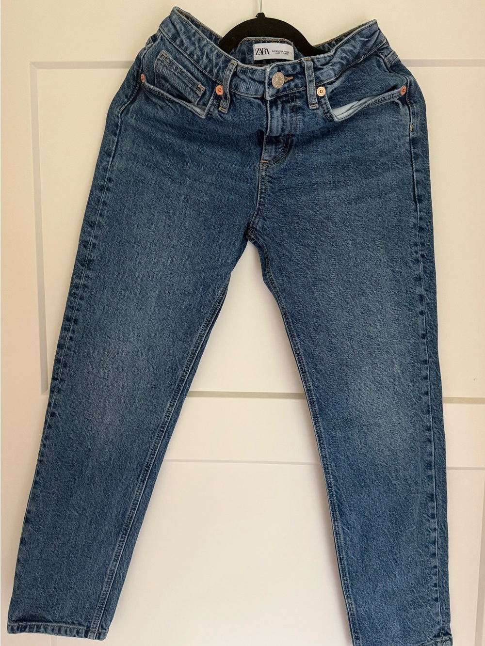 Zara Dark Blue High-Rise Tapered Jeans
